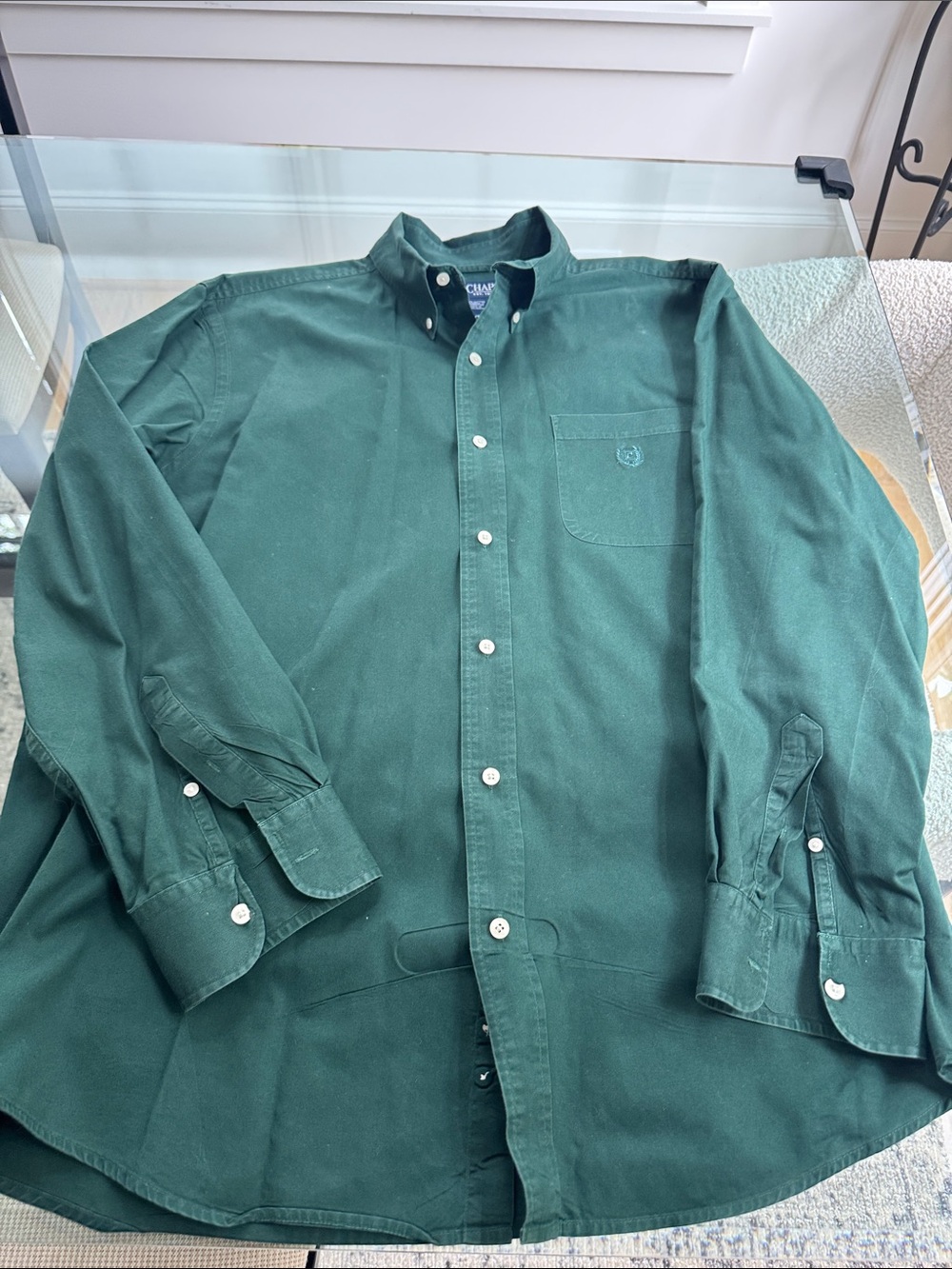 Chaps Men's Dark Green Button-Down Oxford Shirt